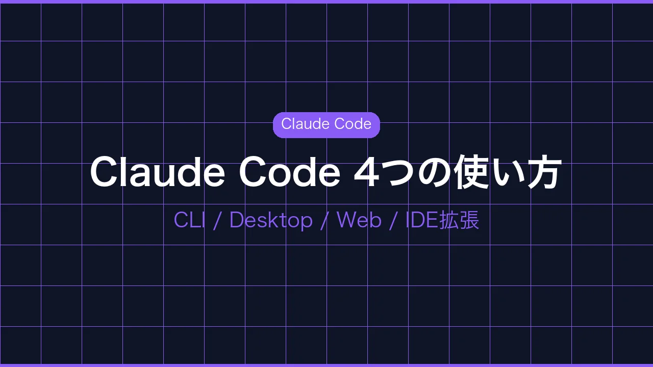 Claude Codeの4つの使い方を徹底比較｜CLI・デスクトップ・Web・IDE拡張、どれを選ぶ？