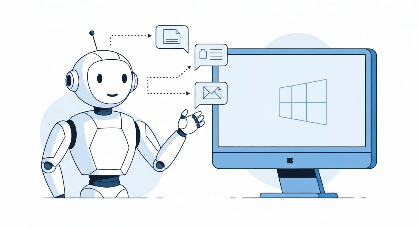AIがWindowsパソコンのファイルに直接アクセスする概念図